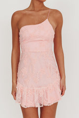 Lilah One Shoulder Embellished Dress Blush