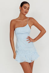 Lilah One Shoulder Embellished Dress Steel Blue