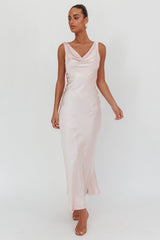 Good Intentions Cowl Neck Open Back Maxi Dress Pink