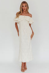Beauty Within On-Off-Shoulder Maxi Dress Cream