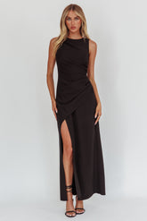 Firelights Lace-Up Back Maxi Dress Black