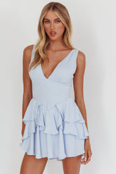 Like Me Tied Back Layered Mini Dress Sky